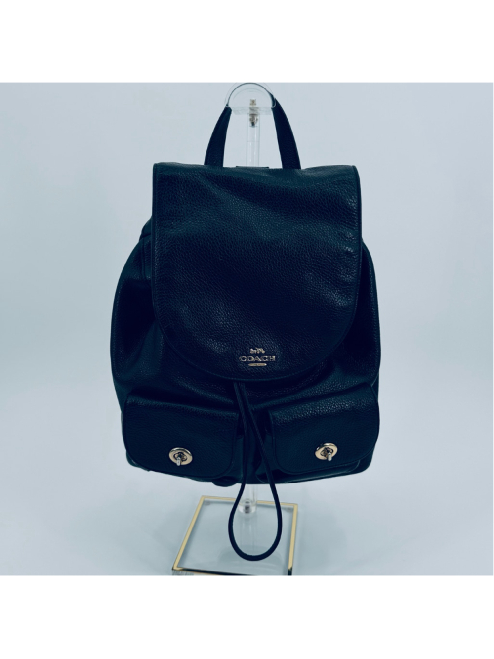 Vintage Coach F29008 Billie Backpack Pebbled Leather Black Gold